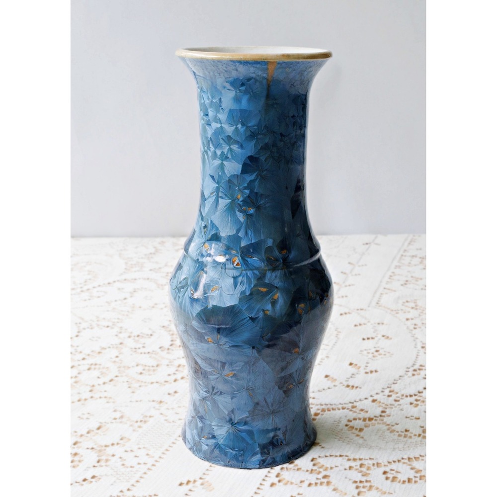 Blue Crystalline Glaze Ceramic Vase Vintage - Picture 4 of 6